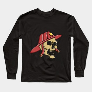 Fire Fighter Skull Long Sleeve T-Shirt